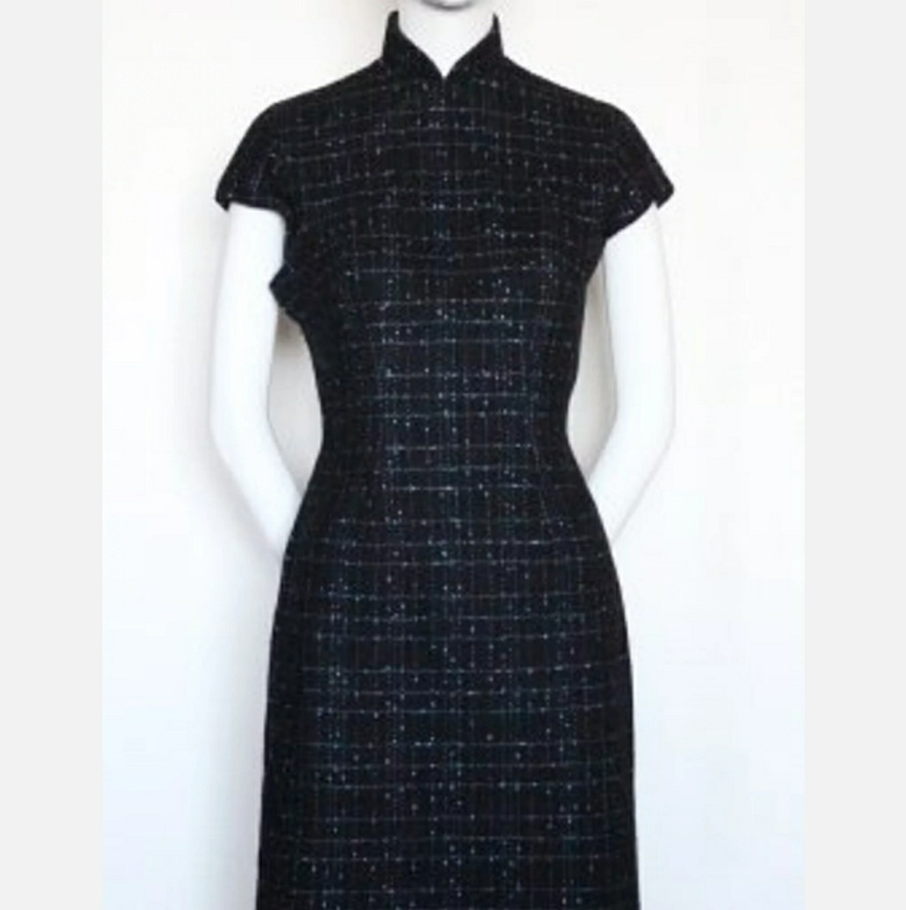 Vintage 60's Chinese Style Wool Dress MEDIUM